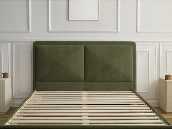 Zelená čalúnená čalúnená dvojlôžková posteľ s roštom 140x190 cm Mara – Bobochic Paris
