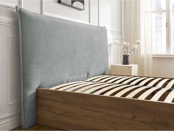Svetlosivá čalúnená čalúnená/z drevotriesky dvojlôžková posteľ s úložným priestorom s roštom 160x200 cm Charlie – Bobochic Paris
