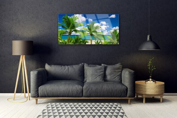 Skleneny obraz More palma stromy príroda 100x50 cm 2 Prívesky