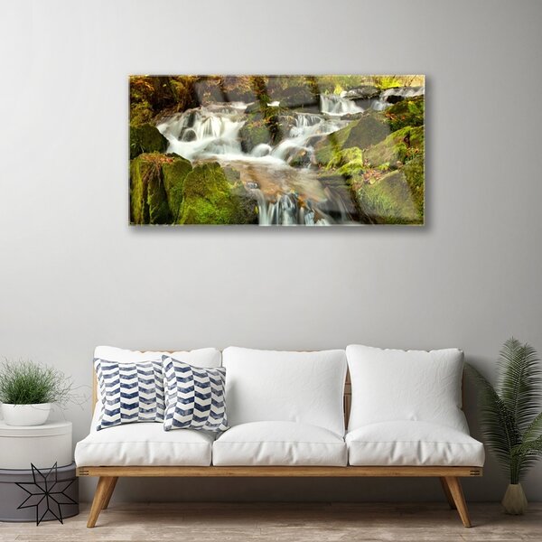 Skleneny obraz Vodopád skaly príroda 100x50 cm 2 Prívesky