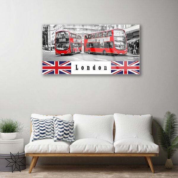 Skleneny obraz Londýn autobus umenie 100x50 cm 2 Prívesky