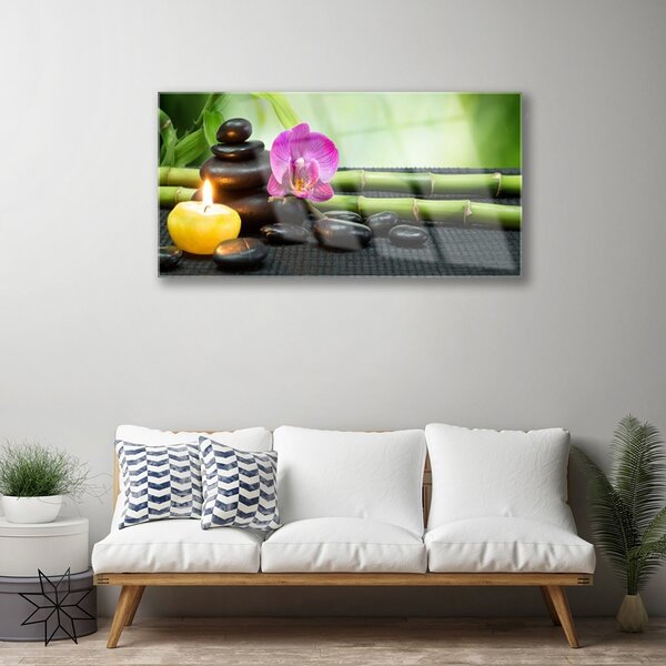 Skleneny obraz Bambus kvet kamene zen 100x50 cm 2 Prívesky