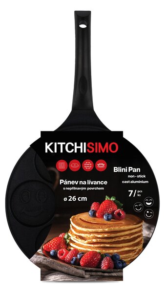 Panvica na lievance KITCHISIMO Nero 26cm smajlik