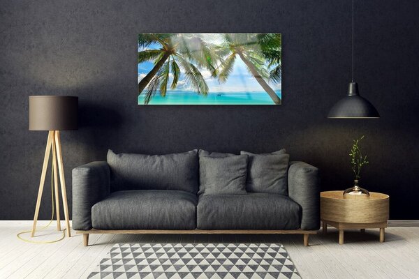 Skleneny obraz Palma strom more krajina 100x50 cm 2 Prívesky
