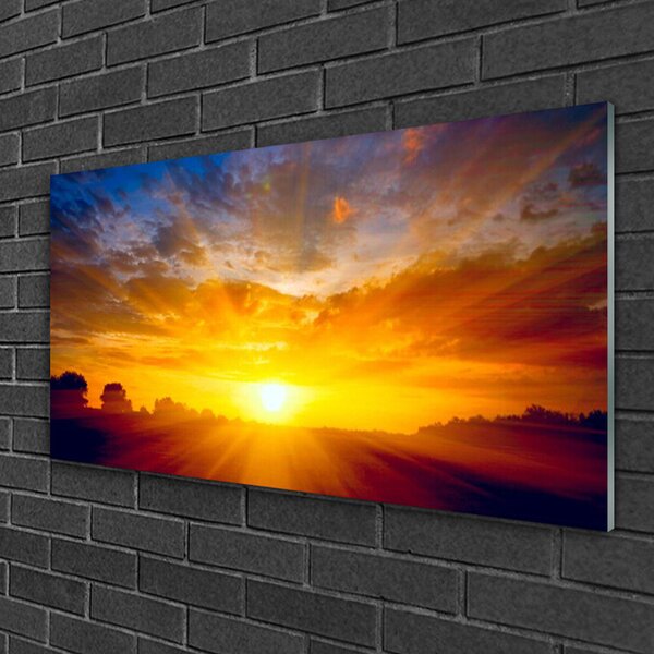 Skleneny obraz Slnko nebo krajina 100x50 cm 2 Prívesky