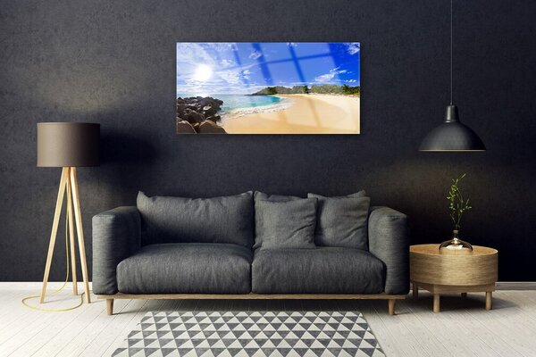 Skleneny obraz Slnko more pláž krajina 100x50 cm 2 Prívesky