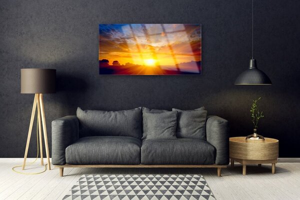 Skleneny obraz Slnko nebo krajina 100x50 cm 2 Prívesky