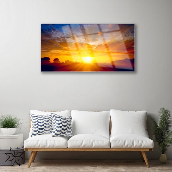 Skleneny obraz Slnko nebo krajina 100x50 cm 2 Prívesky