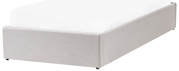 Posteľ s úložným priestorom svetlosivá čalúnená 90 x 200 cm čalúnený rám postele s roštom moderný dizajn