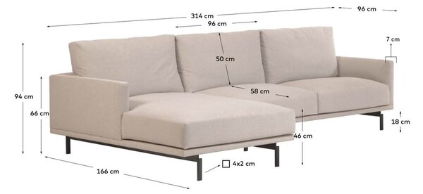 Béžová ženilková rohová pohovka (ľavý roh/s leňoškou) Galene – Kave Home