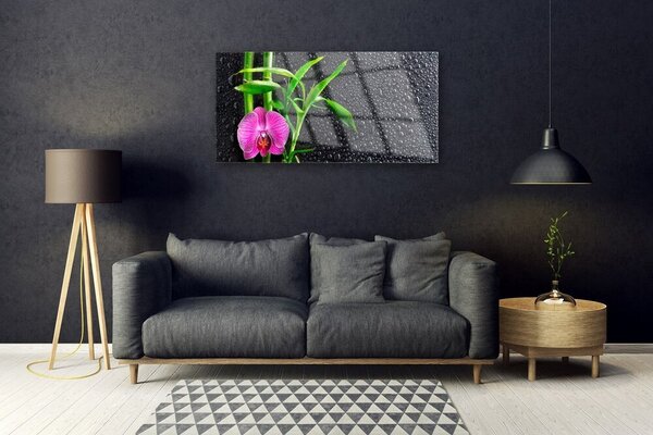 Skleneny obraz Bambus kvet kvapky 100x50 cm 2 Prívesky