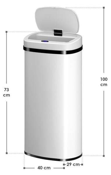 Automatický odpadkový kôš 70 l s pohybovým senzorom, biely