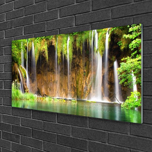 Skleneny obraz Vodopád jazero príroda 100x50 cm 2 Prívesky