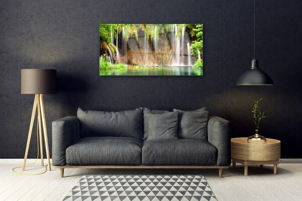 Skleneny obraz Vodopád jazero príroda 100x50 cm 2 Prívesky