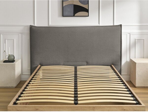 Sivá/taupe čalúnená čalúnená/z drevotriesky dvojlôžková posteľ s úložným priestorom s roštom 160x200 cm Charlie – Bobochic Paris