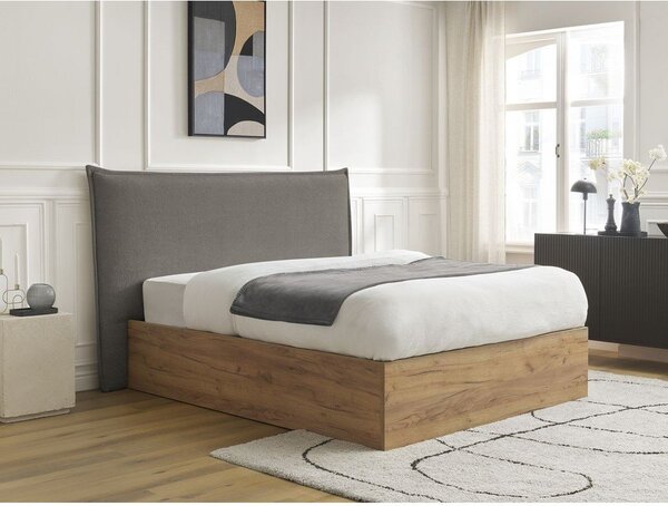 Sivá/taupe čalúnená čalúnená/z drevotriesky dvojlôžková posteľ s úložným priestorom s roštom 160x200 cm Charlie – Bobochic Paris