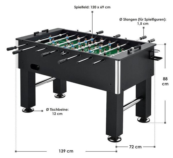 Stolný futbal 139 x 72 x 88 cm, čierny
