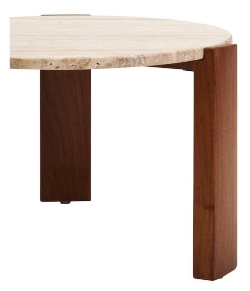 Hnedý/v svetlo prírodnej farbe okrúhly konferenčný stolík s mramorovou doskou ø 60 cm Palermo – Premier Housewares