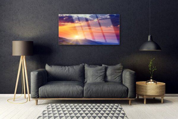 Skleneny obraz Slnko hory príroda 100x50 cm 2 Prívesky