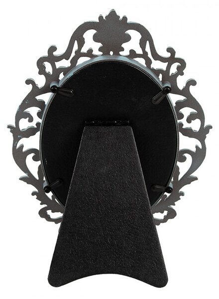 Zelený antik kovový oválny fotorámik so zdobením - 14*2*18 cm / 9*13 cm - Clayre & Eef