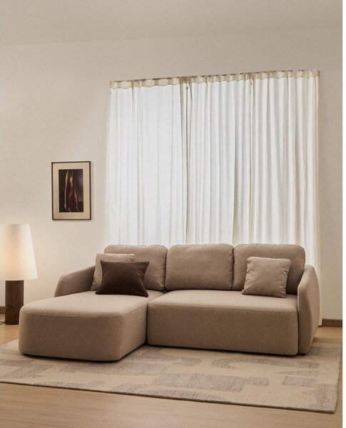 Béžová ženilková rozkladacia rohová pohovka (pravý roh/s leňoškou) Laira – Kave Home