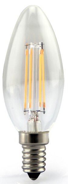 V-TAC LED filament sviečka E14 4W, Studená biela 6000 - 6500K