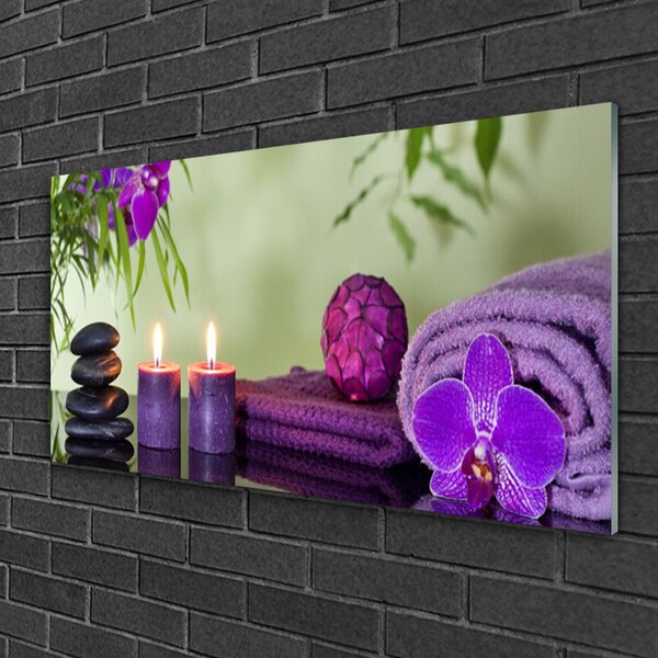 Skleneny obraz Kamene sviečky umenie 100x50 cm 2 Prívesky