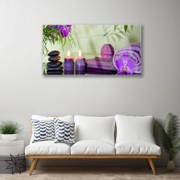 Skleneny obraz Kamene sviečky umenie 100x50 cm 2 Prívesky