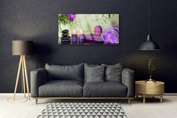 Skleneny obraz Kamene sviečky umenie 100x50 cm 2 Prívesky
