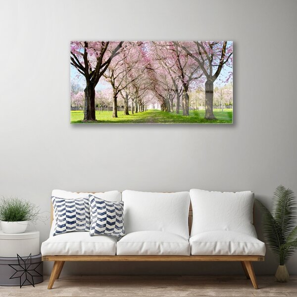 Skleneny obraz Chodník stromy príroda 100x50 cm 2 Prívesky