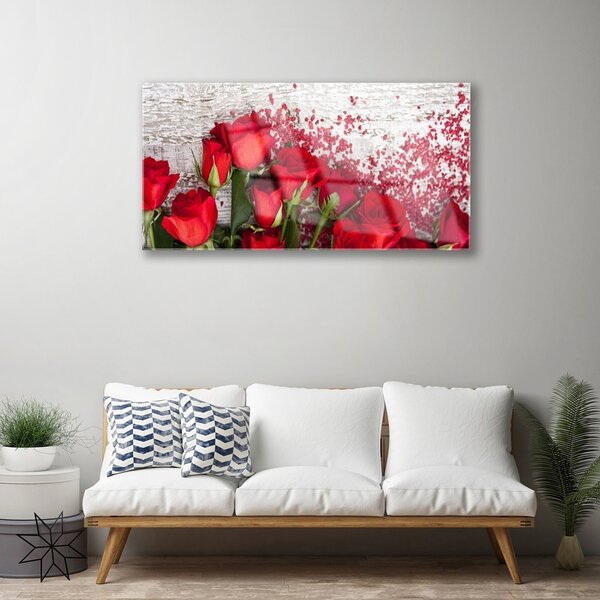 Skleneny obraz Ruže kvety rastlina 100x50 cm 2 Prívesky