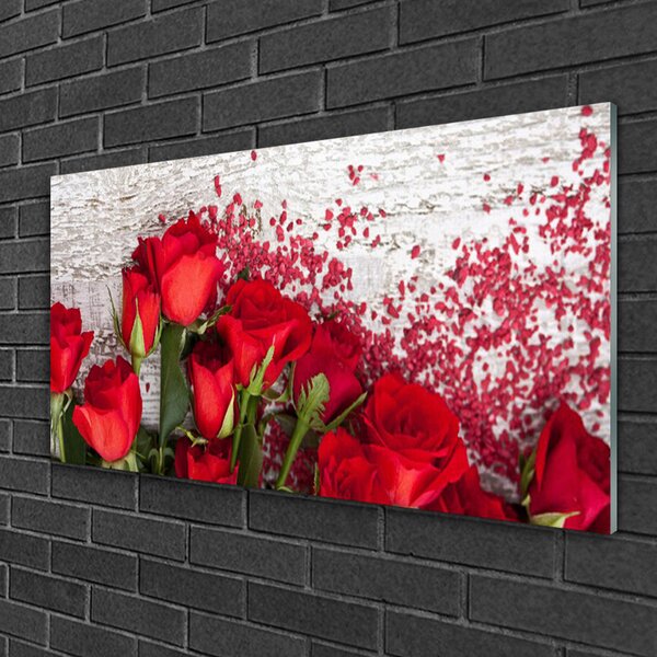Skleneny obraz Ruže kvety rastlina 100x50 cm 2 Prívesky