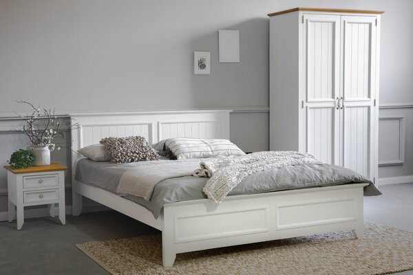 Biela manželská posteľ z dreva 160 x 200 Lille