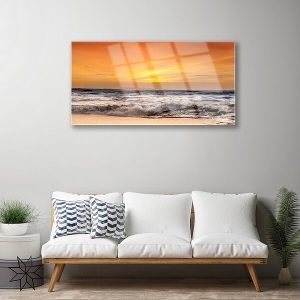 Skleneny obraz More slnko vlny krajina 100x50 cm 2 Prívesky