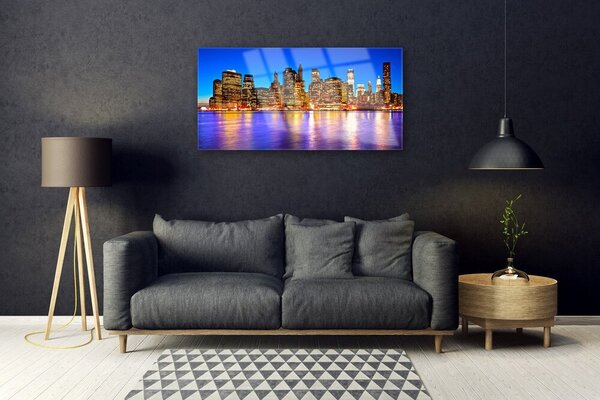 Skleneny obraz Mesto mrakodrapy domy 100x50 cm 2 Prívesky