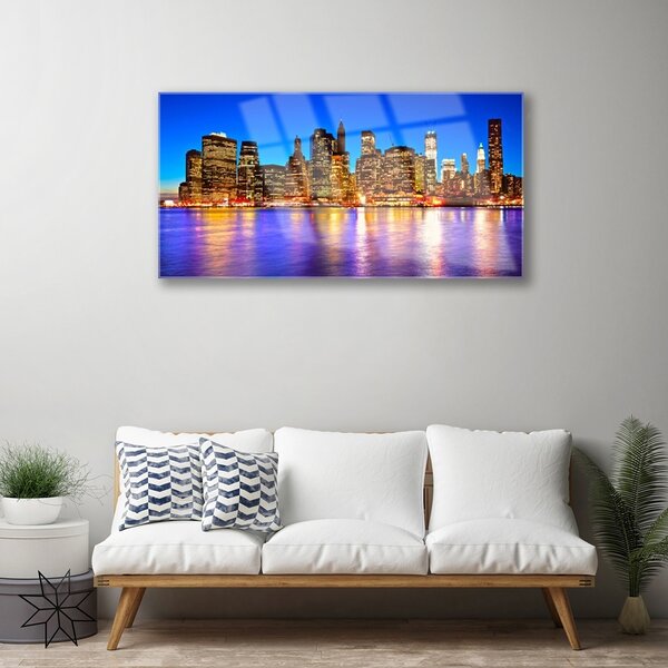 Skleneny obraz Mesto mrakodrapy domy 100x50 cm 2 Prívesky
