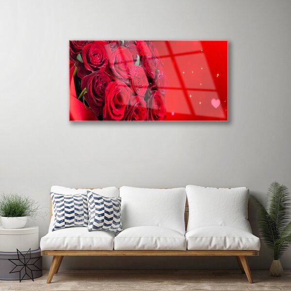 Skleneny obraz Ruže kvety rastlina 100x50 cm 2 Prívesky