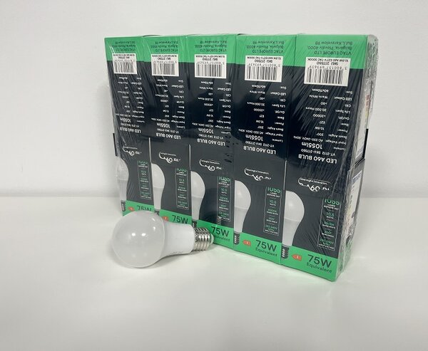 V-TAC LED žiarovka E27 A60 10,5W, 5+5ks zadarmo, Studená biela 6000 - 6500K