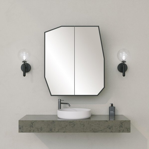 Kúpeľňová skrinka so zrkadlom Quentin (čierna). Vlastná spoľahlivá doprava až k Vám domov. 1089690
