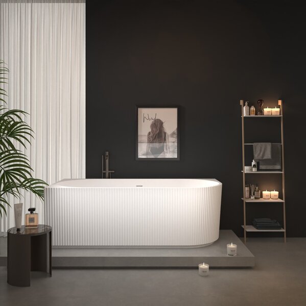 Erga Marina, rohová voľne stojaca vaňa 140x70 cm + odtoková zátka, ľavá, biela lesklá, ERG-MARINA-140070L-WH-WH