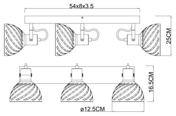 Globo 54661-3 - Bodové svietidlo MORI 3xE27/40W/230V