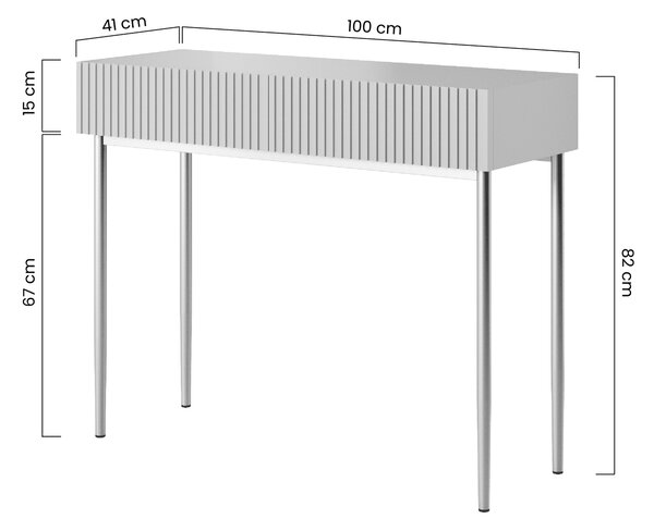 Moderný písací stôl Nicole 100 cm - biely mat / čierna