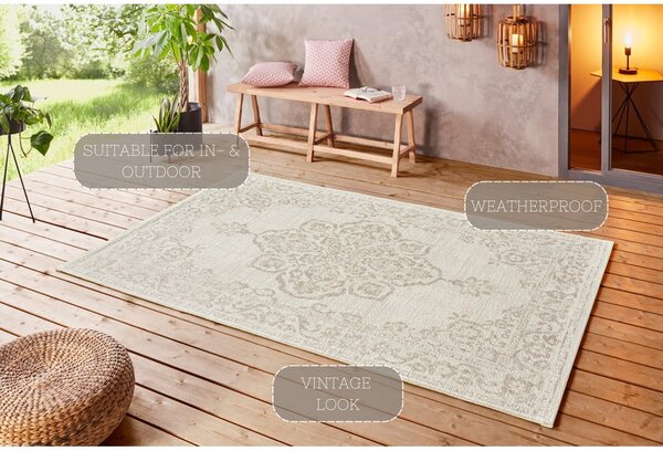 Béžový vonkajší koberec NORTHRUGS Tilos, 120 x 170 cm