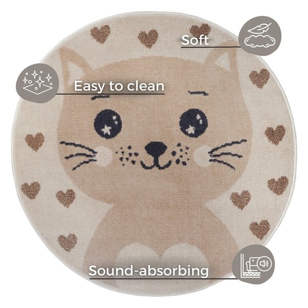 Béžový detský koberec ø 100 cm Cat – Hanse Home