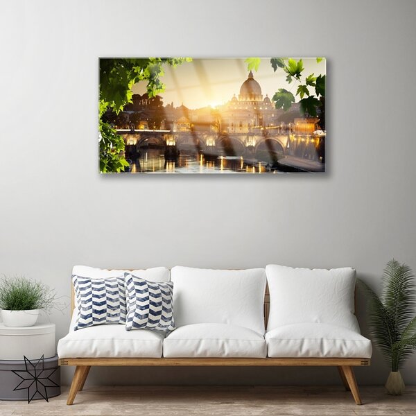 Skleneny obraz Most mesto architektúra 100x50 cm 2 Prívesky