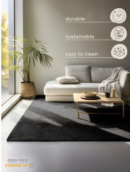 Čierny jutový koberec 80x150 cm Bouclé – Hanse Home