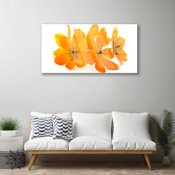 Obraz na skle Oranžové kvety 100x50 cm 2 Prívesky