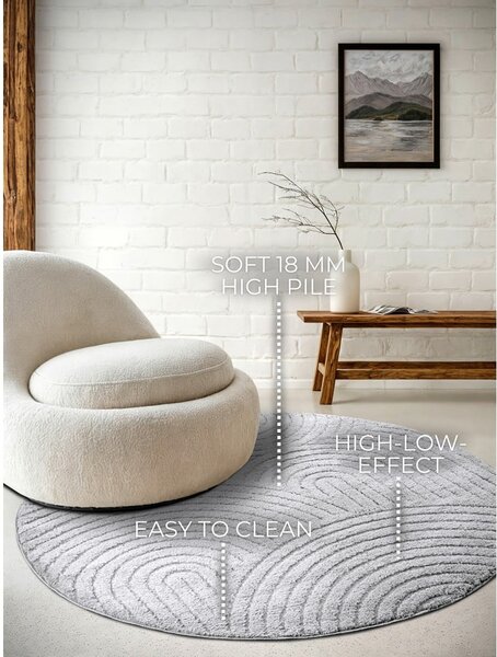 Svetlosivý okrúhly koberec ø 160 cm Panglao New York Light Grey – Elle Decoration