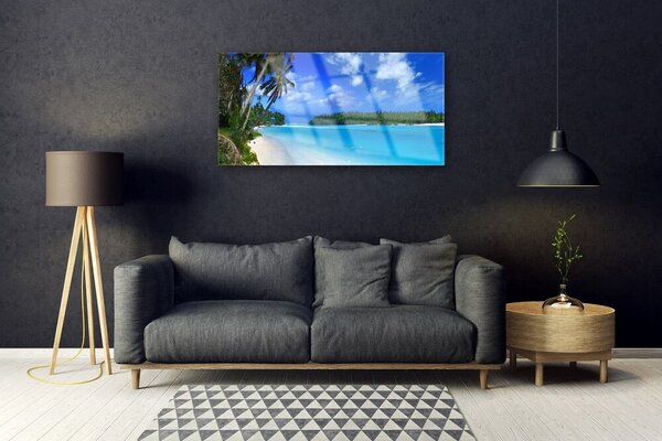 Obraz na skle Pláž palmy more krajina 100x50 cm 2 Prívesky