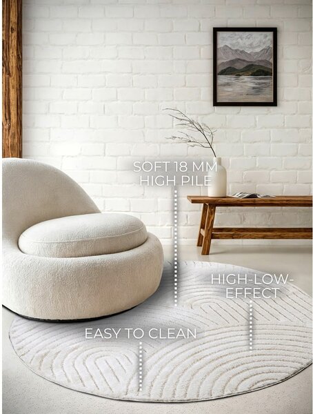 Biely okrúhly koberec ø 160 cm Panglao New York White – Elle Decoration